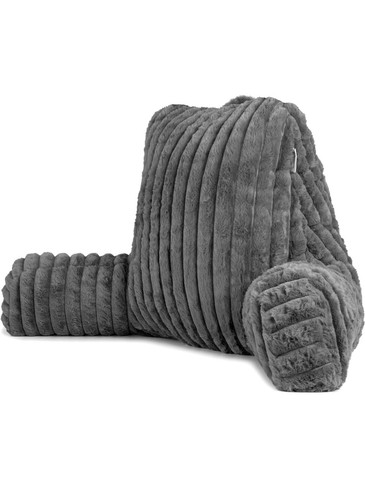 Grey reading pillow - pillow, shredded